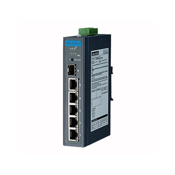 5Ge+1G Sfp Unmanaged Ind. Poe Switch W/T, EKI-2706G-1GFPI-BU, Advantech, Mfr#: EKI-2706G-1GFPI-BU